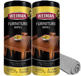 Weiman front packaging two-pack showing wipes and microfiber cloth benefit quick cleaning