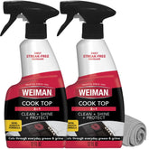 Weiman front packaging showing two spray bottles and included microfiber cloth for convenience