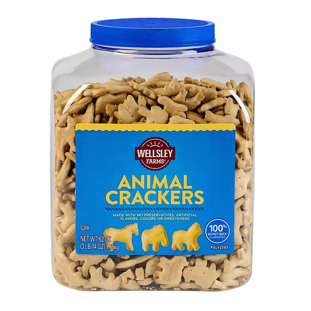 Wellsley Farms front packaging shows 62 oz tub and family-friendly design