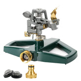WEMADE sprinkler front view showing metal construction and full setup benefit