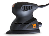 WEN 6301 front view showing compact sander and angled pad for precision