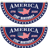 WENWELL front view of fan bunting showing USA map flag design and bold colors for curb appeal