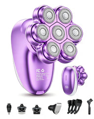 WEQOEE front view showing purple 5-in-1 groomer, highlights compact convenience