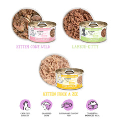 Weruva Lambur-kitty opened can with visible chunks providing meaty texture and hydration
