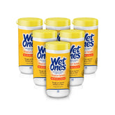 Wet Ones front canister showing Tropical Splash scent and benefits