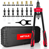 WETOLS rivet nut tool front view showing tool ready for use and durable construction