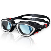 Whale front view of goggles showing sleek frame and clear lenses for comfort