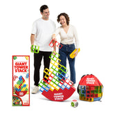 WHAT DO YOU MEME? front packaging showing complete giant tower set and quick setup benefit