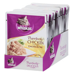 Whiskas 24-count pack next to a measuring object showing scale and pantry-ready value