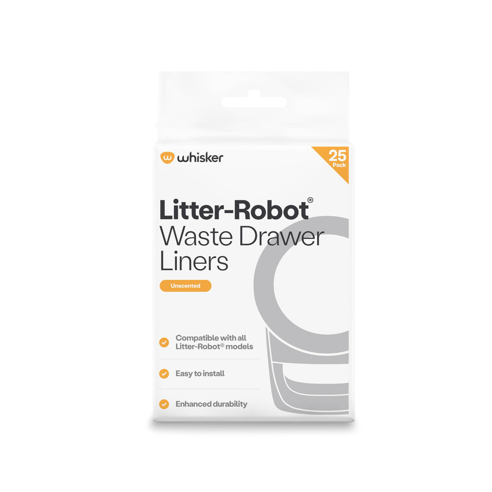 Whisker pack front view showing 25 liners and clear fit benefit