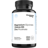 Wholesome Story front label showing zinc magnesium P5P benefits