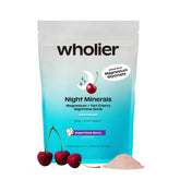 wholier front packaging showing berry bottle and sleep support benefits