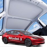 Wigoo front sunshade on Tesla Model 3 showing precise fit and reduced glare