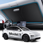 Wigoo front view showing full windshield coverage and precise Tesla fit