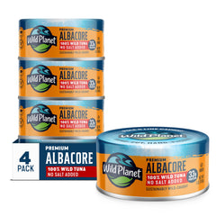 Wild Planet front of can showing brand and no salt added benefit