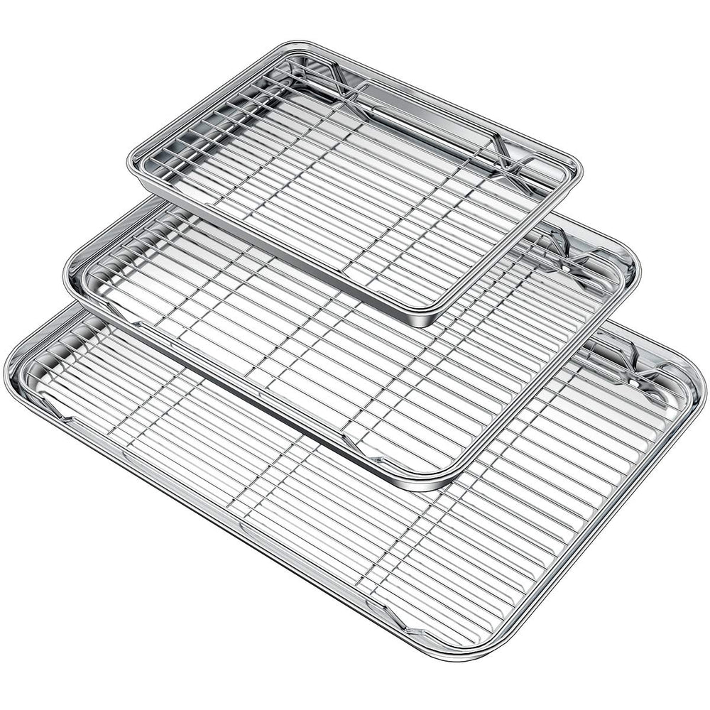 Wildone front view of three pans and racks showing complete set and versatility
