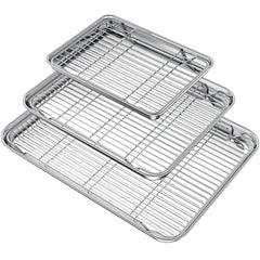 Wildone front view of three pans and racks showing complete set and versatility