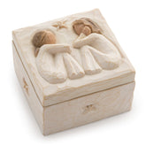 Willow Tree front view of friendship keepsake box showing bas-relief lid and neutral finish
