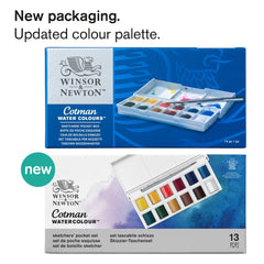 Winsor & Newton close-up of mixing palette in lid showing clean mixing space for color control