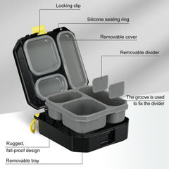 wiwens compartment tray and dividers detail illustrating customizable portions and leak seals