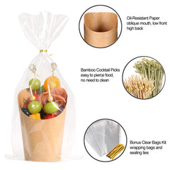 WixiTool clear OPP gift bags with twist ties for neat takeaway presentation