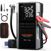 WOLFBOX MV24A front view showing compact jump starter and controls for quick roadside help