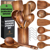 Woodenhouse front view of utensil set with holder showing organized storage benefit