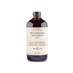 Woodford Reserve bottle front label showing cherry orange bitters and syrup benefits