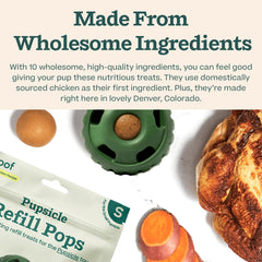 WOOF single pop unwrapped on surface demonstrating mess-free handling benefit