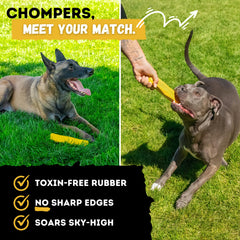 Hand holding WoofBite stick to show 8-inch size for medium large breeds