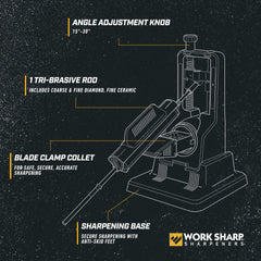 WORK SHARP tri-rod set with coarse diamond, fine diamond, and ceramic for staged sharpening