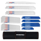 WORKPRO front packaging showing full 32-piece set and organizer pouch for easy transport