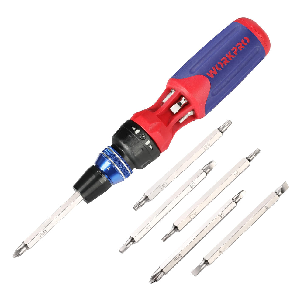 WORKPRO front view showing handle and stored bits for portable convenience