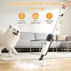 Wotaste steam mop large 16.9oz tank close-up offering longer continuous cleaning