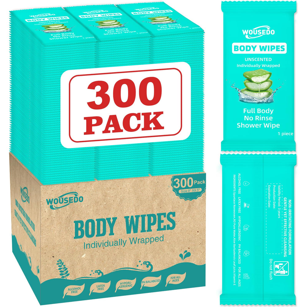 WOUSEDO front package showing 300 individually wrapped wipes and value