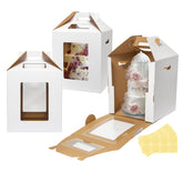 Wowxyz front view of tall cake box showing clean white exterior and secure closure for safe transport