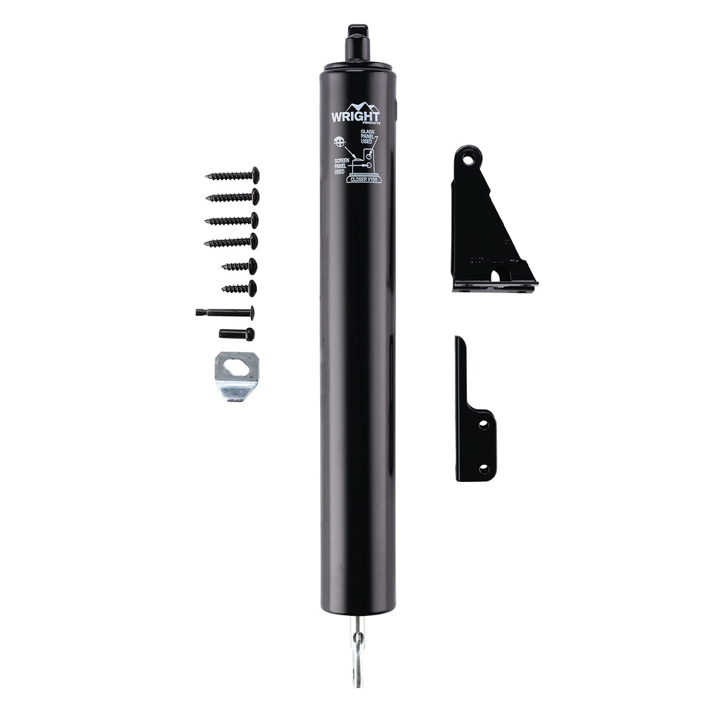Wright Products front view of black closer showing compact durable design and reliable performance