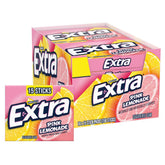 WRIGLEY'S EXTRA front packaging showing pink lemonade flavor and bulk count