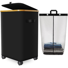 Wuevu front view with lid closed showing neat appearance and contained laundry