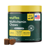 Wuffes front packaging showing supplement jar and benefits