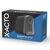 X-Acto Mighty Mite front view showing compact sharpener and quick sharpening benefit