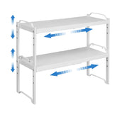 X-cosrack front view assembled showing tidy double-level storage and space-saving benefit