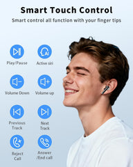 XIAOWTEK earbud worn in ear demonstrating secure ergonomic fit for workouts