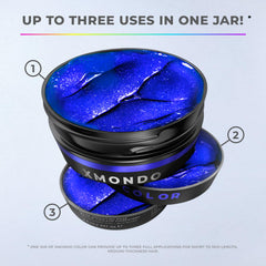 XMONDO being applied to blonde hair section showing even color distribution and easy use