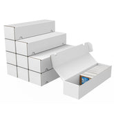 XRACV front view of 10-pack white corrugated card storage box showing tidy organization benefit