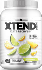Xtend front tub showing lemon lime flavor and clean, zero sugar recovery