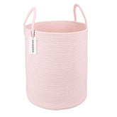 XUANGUO pink rope hamper front view showing soft shape and storage benefit