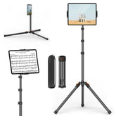 XXZU front view assembled stand showing stable aluminum frame and hands-free benefit