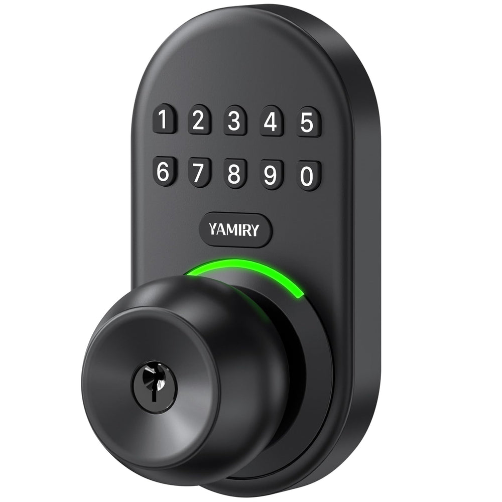 Yamiry front view lock showing durable metal finish and keypad for secure entrance