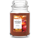 Yankee Candle front view showing jar and autumn scent, inviting warmth